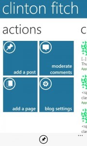 Actions screen in the WordPress App Actions screen in the WordPress App