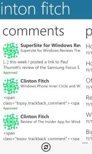 Comments screen in the WordPress App Comments screen in the WordPress App