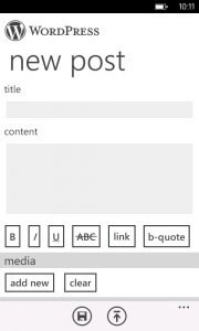 Editing a New Post in the WordPress App Editing a New Post in the WordPress App