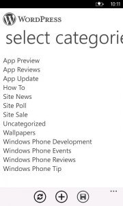 Selecting a Posts Category in the WordPress app Selecting a Posts Category in the WordPress app