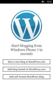 Selecting type of blog in the WordPress App Setup Selecting type of blog in the WordPress App Setup