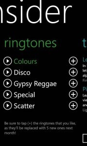 Ringtones section of the Insider App Ringtones section of the Insider App