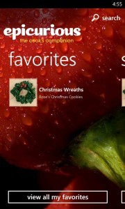 Favorites Page in Epicurious Favorites Page in Epicurious