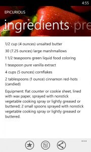 Recipe Ingredients Page in Epicurious Recipe Ingredients Page in Epicurious