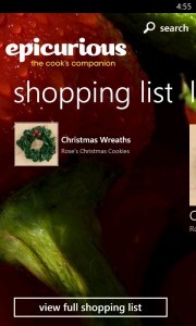 Shopping List Page in Epicurious Shopping List Page in Epicurious
