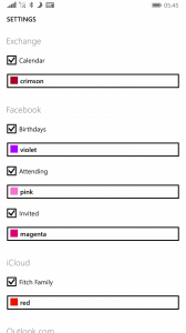Choose Colors in Windows Phone Calendar