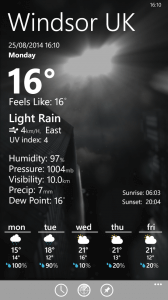 Current Weather Conditions in Amazing Weather HD for Windows Phone