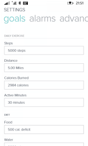 Goal Setting in Fitbit for Windows Phone