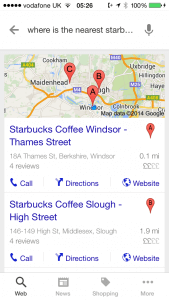 Google Search for Starbucks
