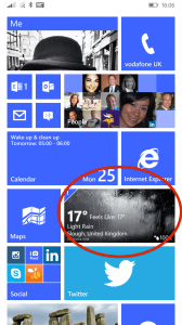 Live Tile Support in Amazing Weather HD
