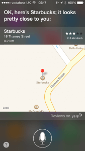 Starbucks search with Siri