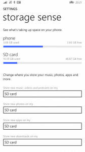 Storage Sense on Windows Phone