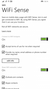 WiFi Sense for Windows Phone