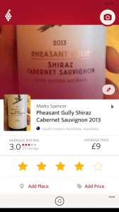 Wine information including average price