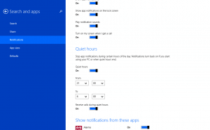 Setting Quiet Hours on Windows 8.1