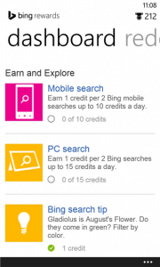 Bing Rewards App for Windows Phone