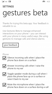 Gestures Beta for Windows Phone