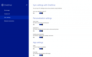 Sync PC Settings in OneDrive