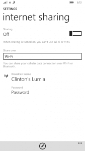 Enable Internet Sharing on Windows Phone