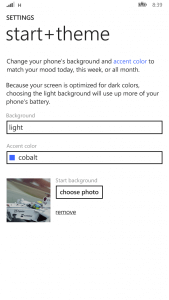 Start + Theme Menu in Windows Phone
