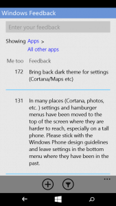 Feedback App in Windows 10 for Phones