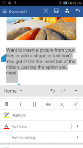 Editing Ribbon in Word for Android Phone