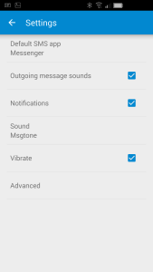 Settings in Google Messenger