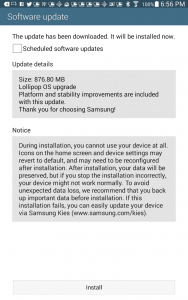 Samsung Galaxy Tab Lollipop Update