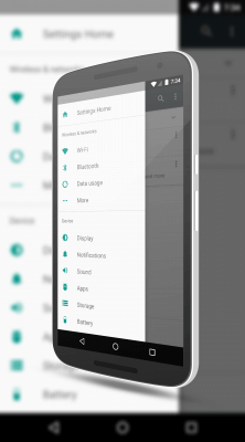 Slide Out Menu in Android N Settings