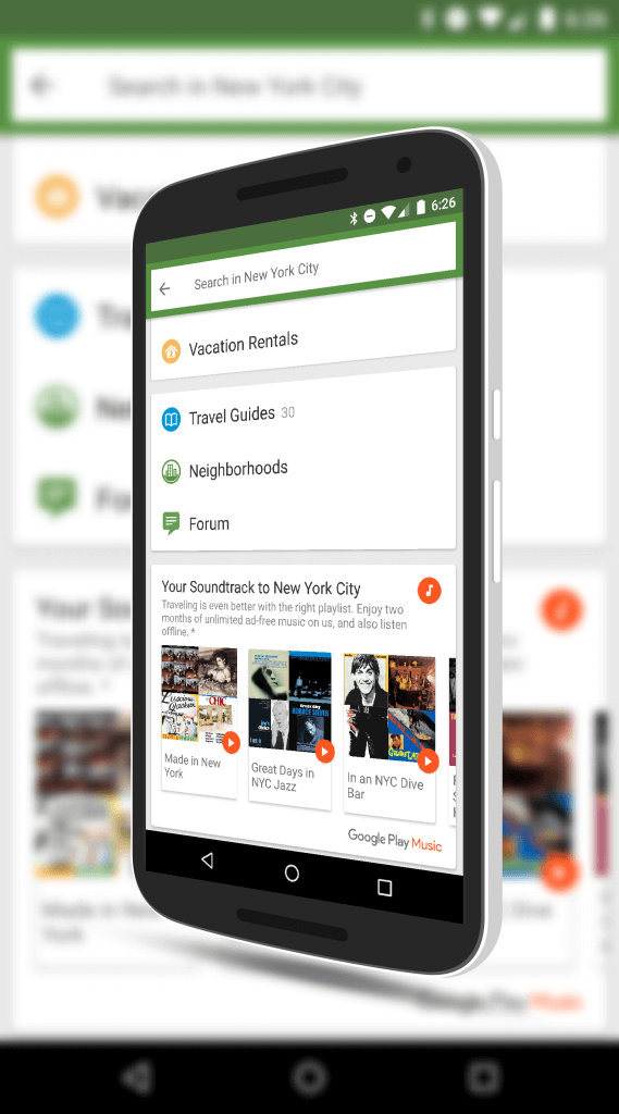 Google Play Music in TripAdvisor