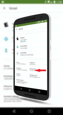 OTA Download Size for Google Play Store Apps