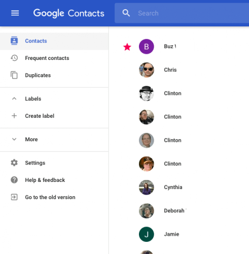 Google Contacts Preview for Web