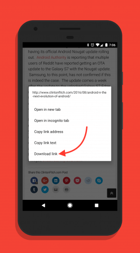 Download Link in Chrome for Android