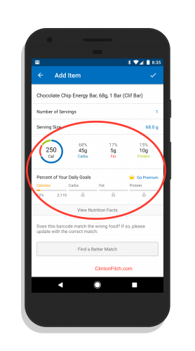 Nutritional Information in MyFitnessPal