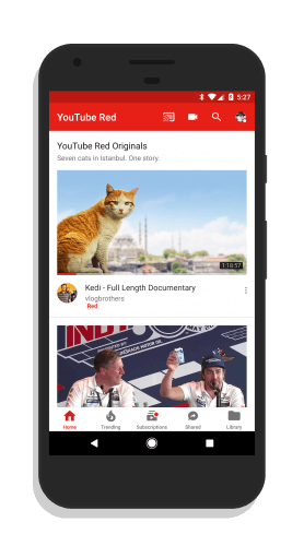 YouTube for Android Bottom Navigation