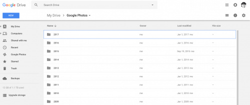 Google Photos Files on Google Drive