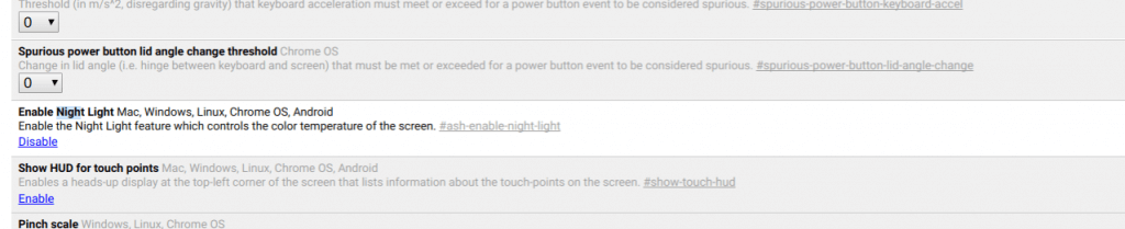 Night Light Flag in Chrome OS