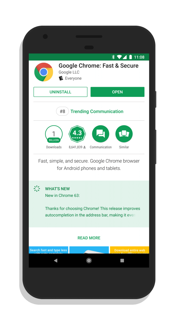 Chrome 64 Update for Android with Chrome 63 Release Notes