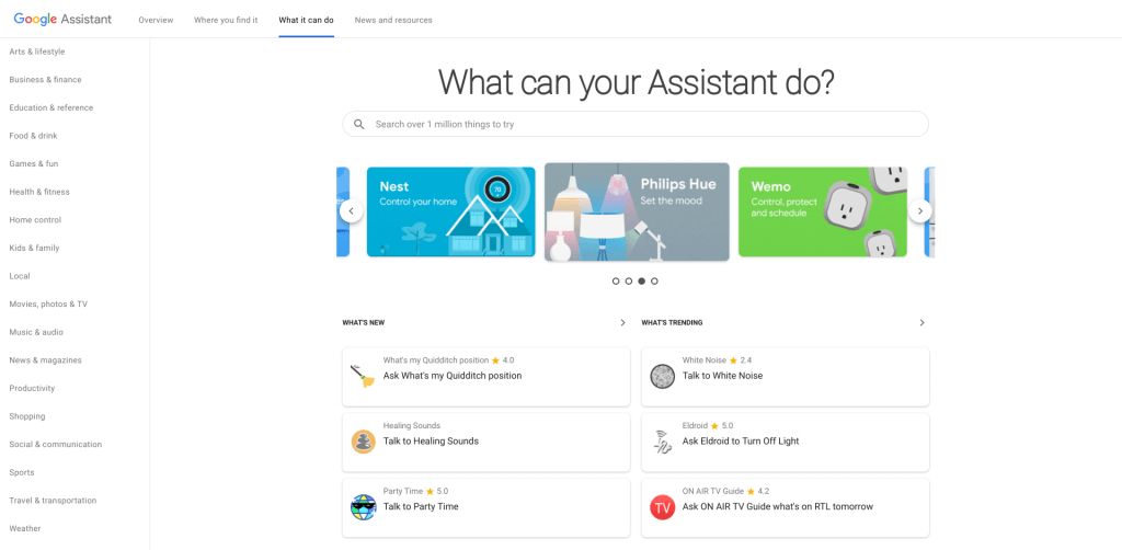 Google Assistant Actions Directory