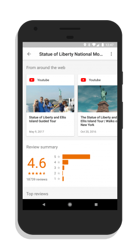 Videos on Places in Google Trips