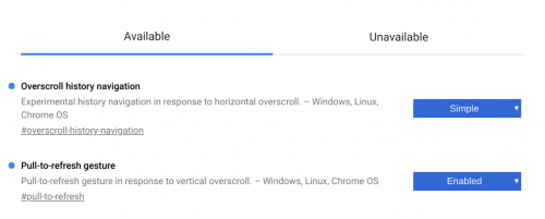 Enabled Flags for Pull to Refresh in Chrome OS
