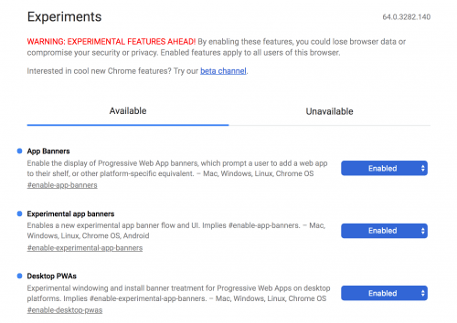 Enabling Progress Web Apps in Chrome
