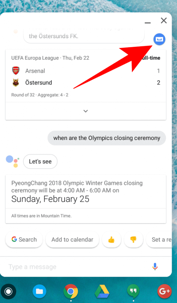 Explore Button in Google Assistant on The Pixelbook