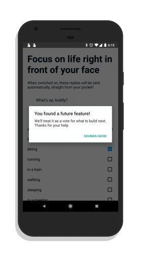 Future Feature Pop-Up in Google Reply