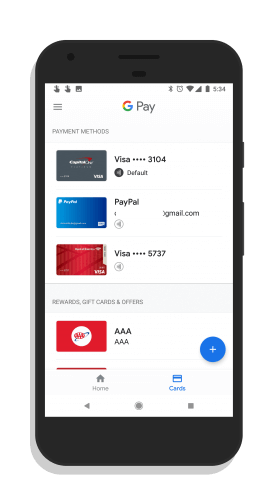 Google Pay Cards Page