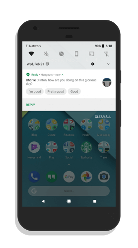 Google Reply Smart Replies in Hangouts Notifications
