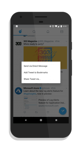 Saving a Tweet to Bookmarks