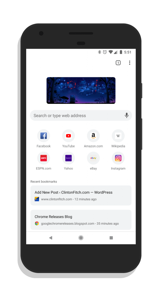 Chrome for Android Beta Modern UI