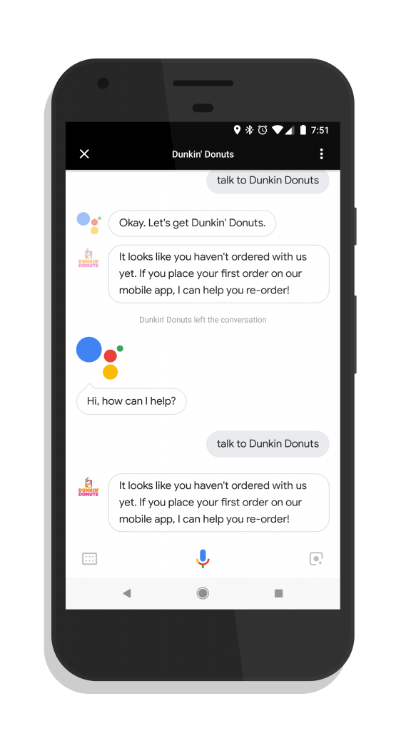 Dunkin Donuts in Google Assistant