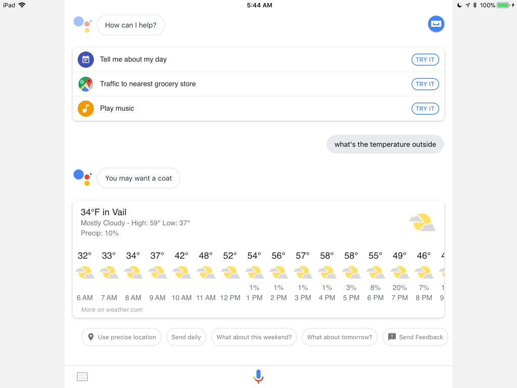 Google Assistant on iPad